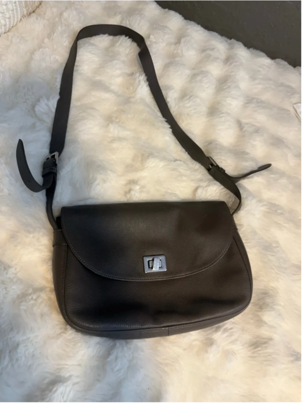 Women's vintage Longchamp Longchamp Le Foulonné saddle bag, grey